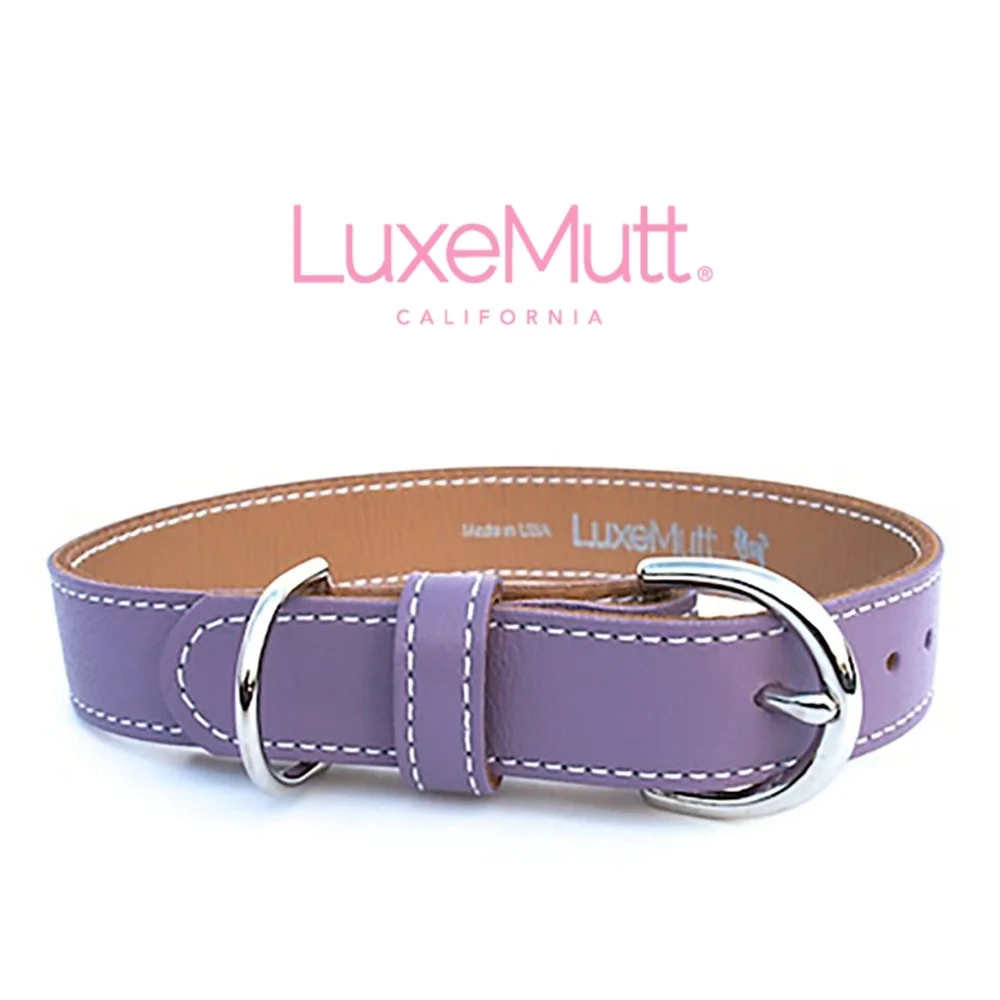 NEW Luxe Mutt Handmade Leather Grapeseed Butterscotch Dog Collar Large 12